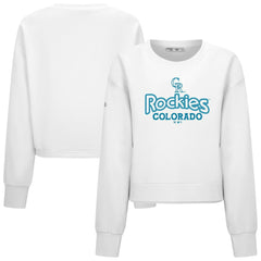 Colorado Rockies Levelwear Women's Judd Cornerstone Cropped Sweatshirt White