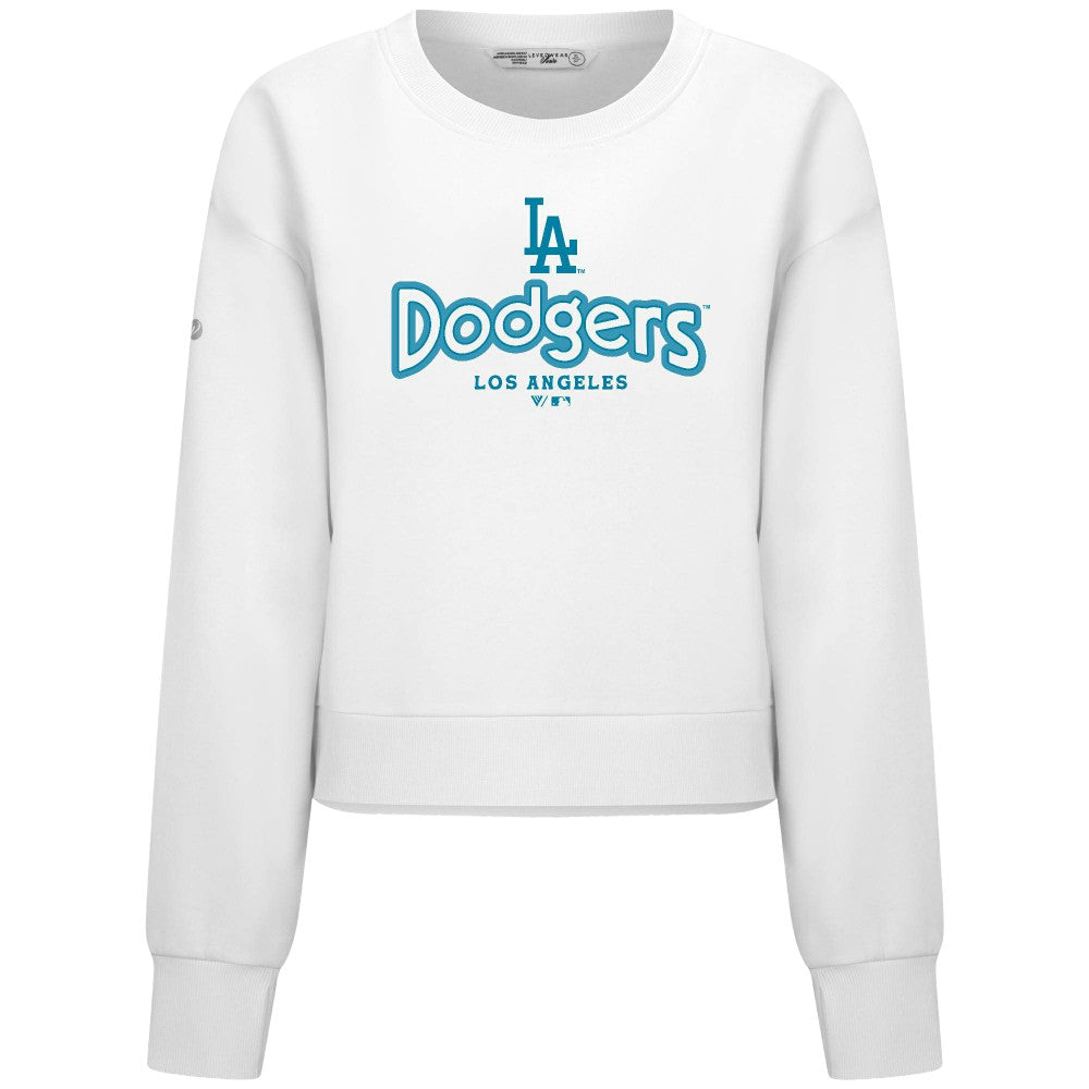 Los Angeles Dodgers Levelwear Women's Judd Cornerstone Cropped Sweatshirt White