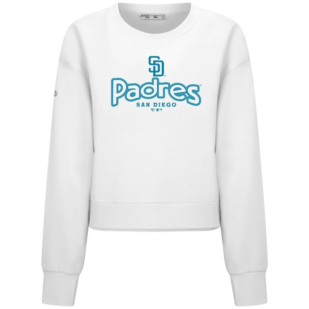 San Diego Padres Levelwear Women's Judd Cornerstone Cropped Sweatshirt White