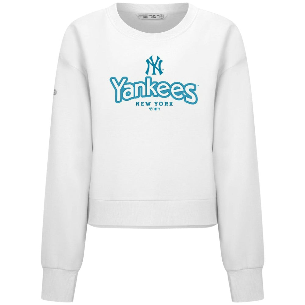 New York Yankees Levelwear Women's Judd Cornerstone Cropped Sweatshirt White
