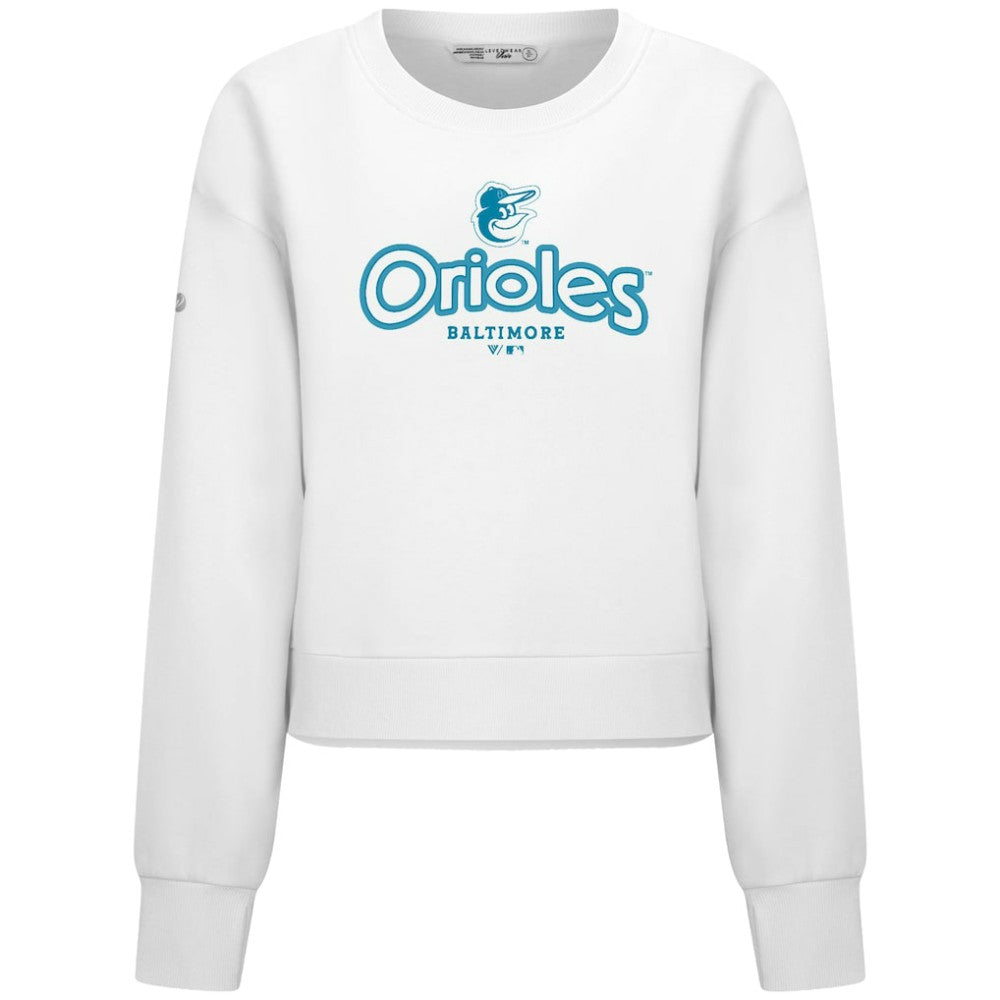 Baltimore Orioles Levelwear Women's Judd Cornerstone Cropped Sweatshirt White