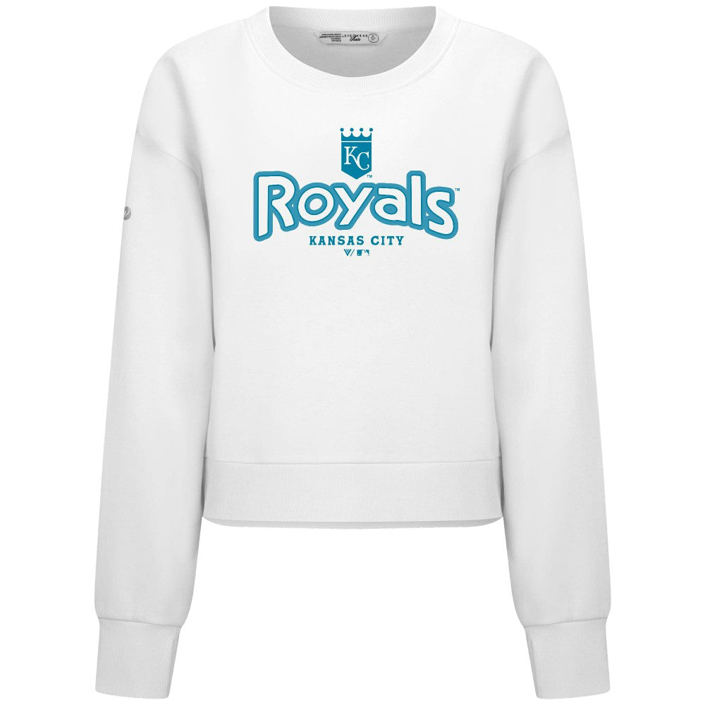 Kansas City Royals Levelwear Women's Judd Cornerstone Cropped Sweatshirt White