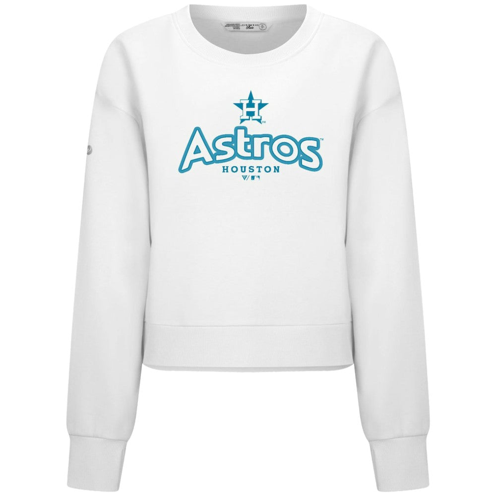 Houston Astros Levelwear Women's Judd Cornerstone Cropped Sweatshirt White