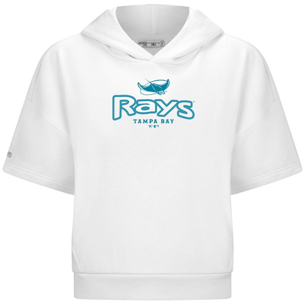 Tampa Bay Rays Levelwear Women's Amber Short Sleeve Cornerstone Hoodie White