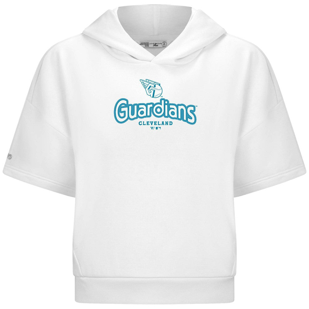 Cleveland Guardians Levelwear Women's Amber Short Sleeve Cornerstone Hoodie White