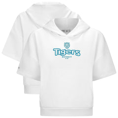 Detroit Tigers Levelwear Women's Amber Short Sleeve Cornerstone Hoodie White