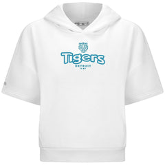 Detroit Tigers Levelwear Women's Amber Short Sleeve Cornerstone Hoodie White