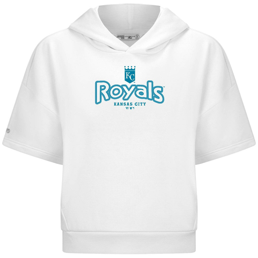 Kansas City Royals Levelwear Women's Amber Short Sleeve Cornerstone Hoodie White