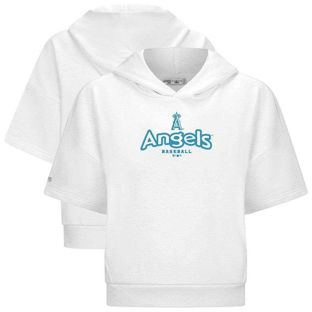 Los Angeles Angels Levelwear Women's Amber Short Sleeve Cornerstone Hoodie White