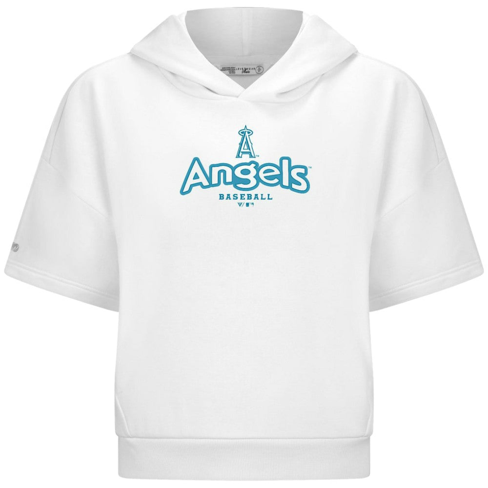 Los Angeles Angels Levelwear Women's Amber Short Sleeve Cornerstone Hoodie White