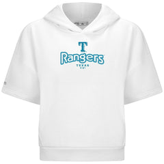 Texas Rangers Levelwear Women's Amber Short Sleeve Cornerstone Hoodie White