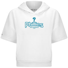 Philadelphia Phillies Levelwear Women's Amber Short Sleeve Cornerstone Hoodie White