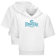 Cincinnati Reds Levelwear Women's Amber Short Sleeve Cornerstone Hoodie White