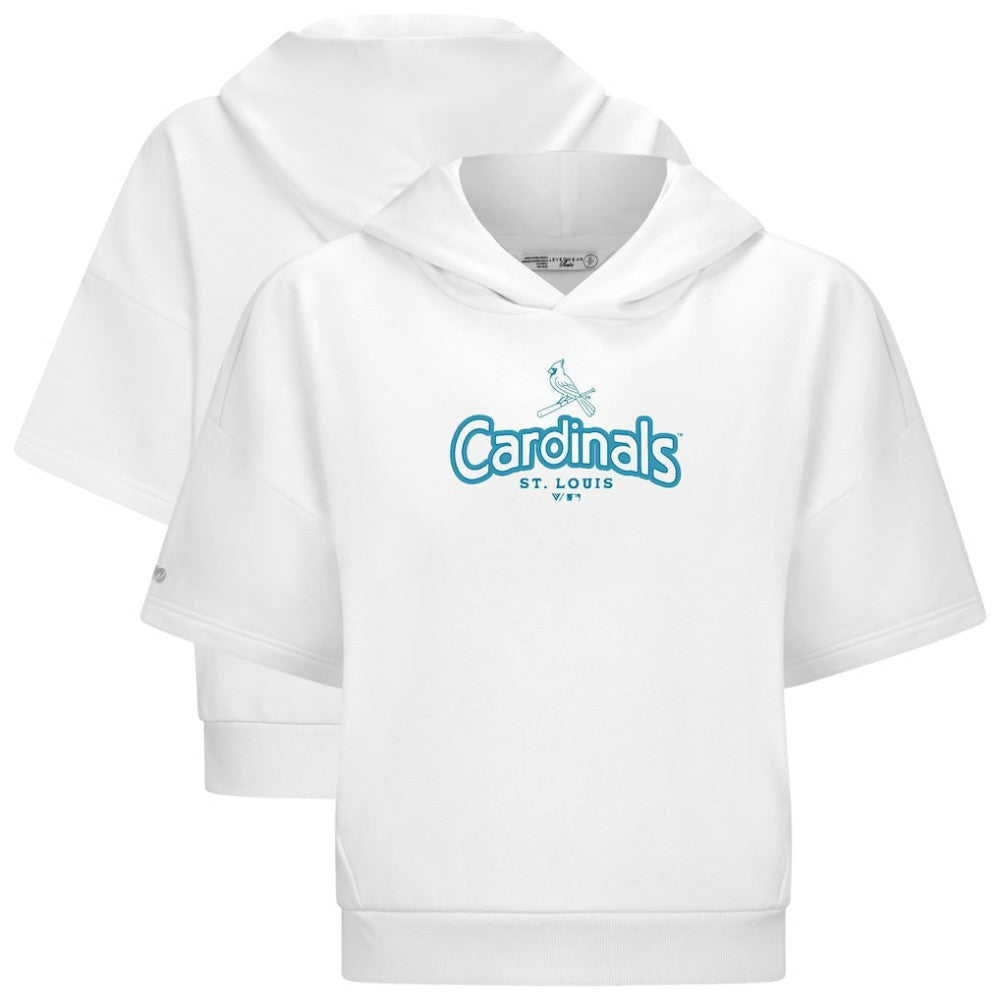 St. Louis Cardinals Levelwear Women's Amber Short Sleeve Cornerstone Hoodie White