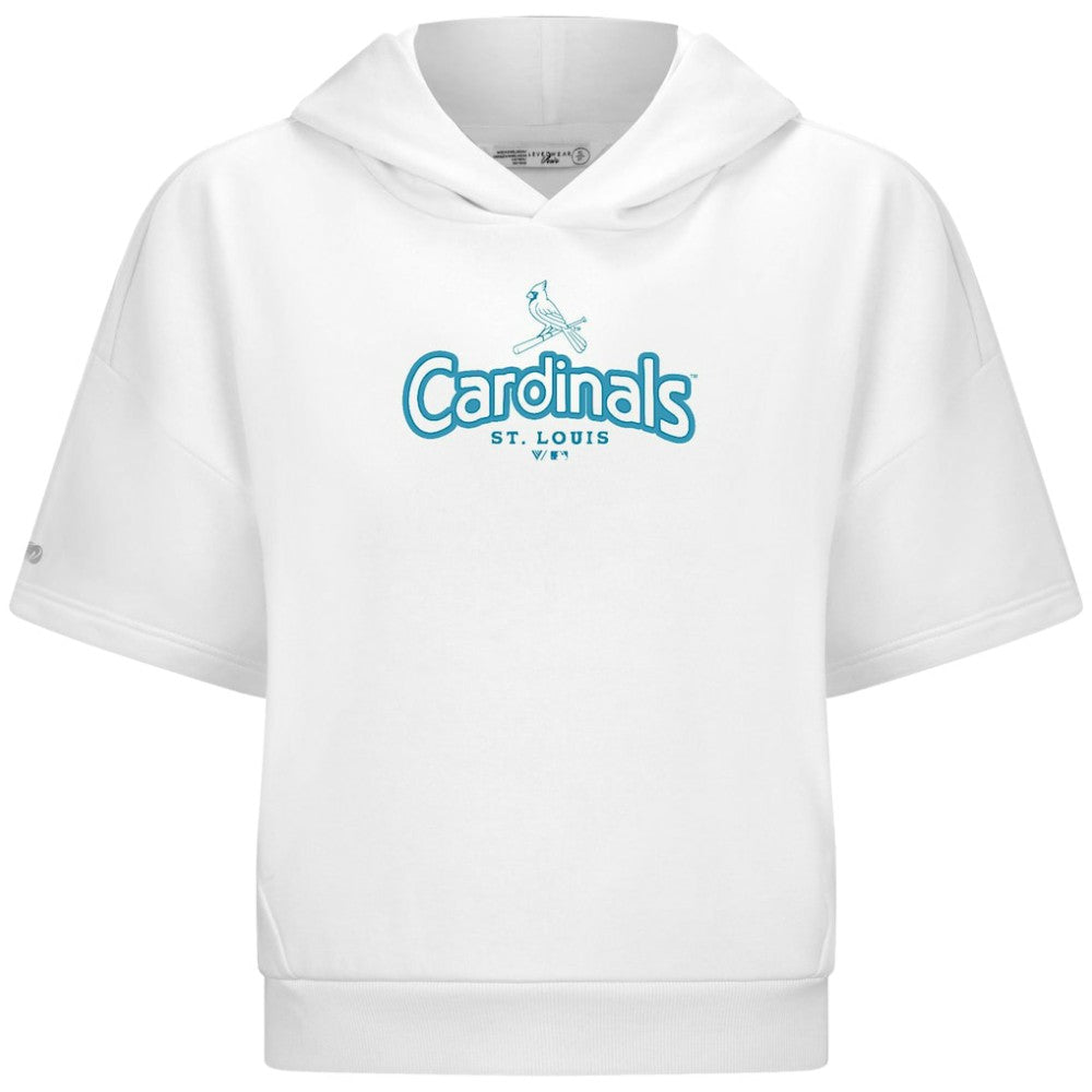 St. Louis Cardinals Levelwear Women's Amber Short Sleeve Cornerstone Hoodie White