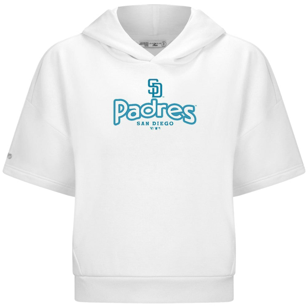 San Diego Padres Levelwear Women's Amber Short Sleeve Cornerstone Hoodie White