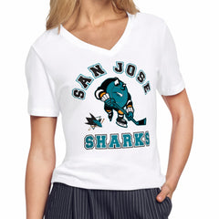San Jose Sharks Starter Women's Tough Puck T-Shirt White