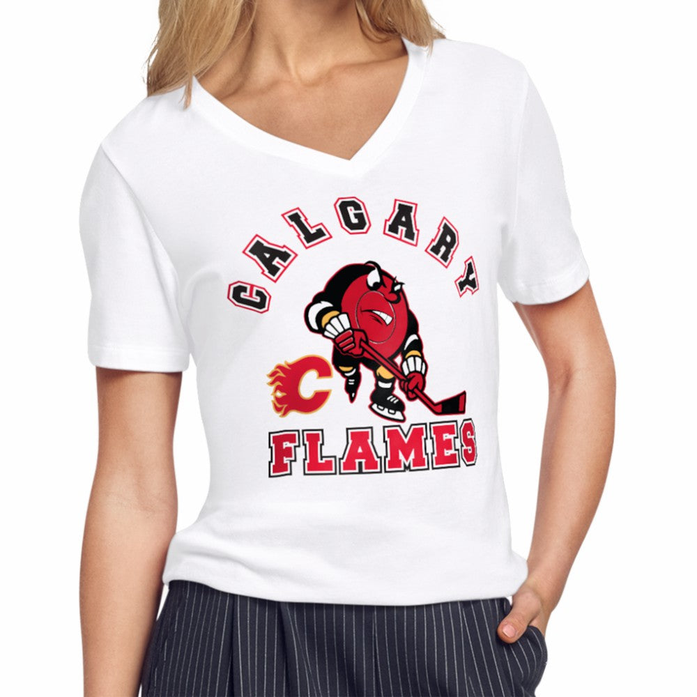 Calgary Flames Starter Women's Tough Puck T-Shirt White