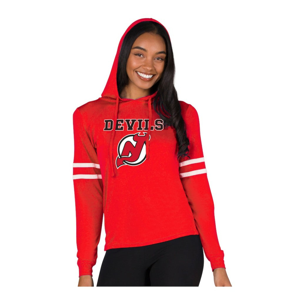 New Jersey Devils Concepts Sport Women's Marathon Long-Sleeve Hooded T-Shirt Red