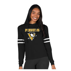 Pittsburgh Penguins Concepts Sport Women's Marathon Long-Sleeve Hooded T-Shirt Black