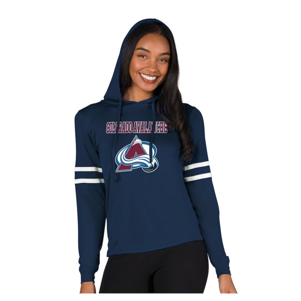 Colorado Avalanche Concepts Sport Women's Marathon Long-Sleeve Hooded T-Shirt Navy