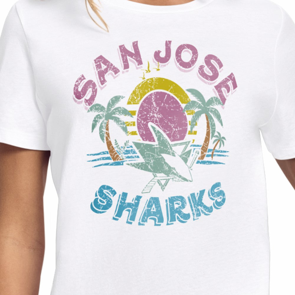 San Jose Sharks Starter Women's Tonal Beach T-Shirt White