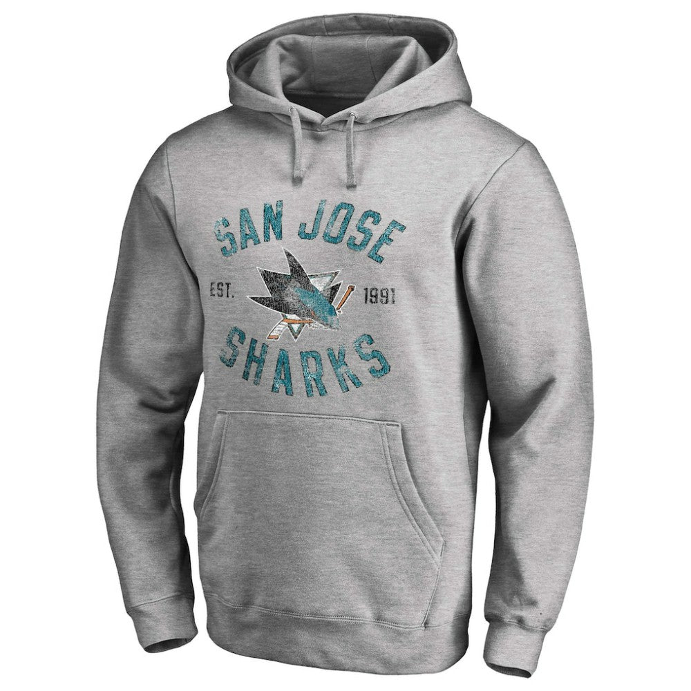 San Jose Sharks Heritage Pullover Hoodie Ash