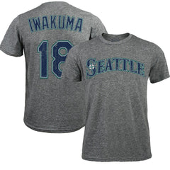 Hisashi Iwakuma Seattle Mariners Majestic Threads Premium Tri-Blend Name & Number T-Shirt Gray