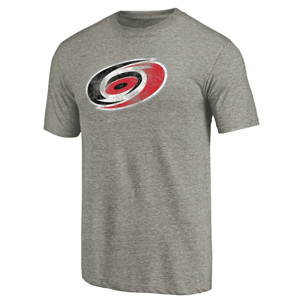 Carolina Hurricanes Distressed Team Logo Tri-Blend T-Shirt Ash