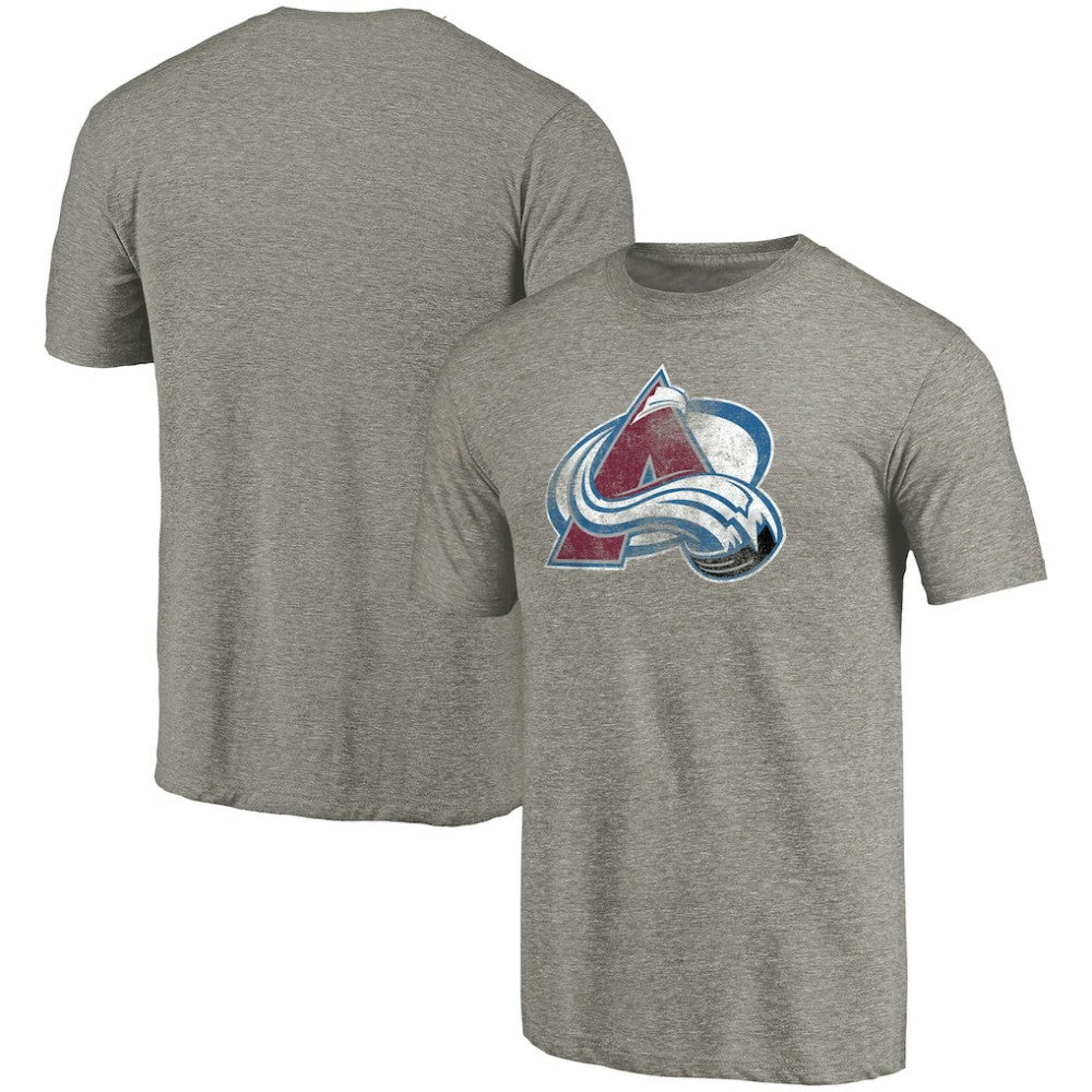 Colorado Avalanche Distressed Team Logo Tri-Blend T-Shirt Ash