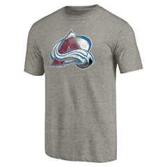Colorado Avalanche Distressed Team Logo Tri-Blend T-Shirt Ash