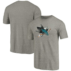 San Jose Sharks Distressed Team Logo Tri-Blend T-Shirt Ash
