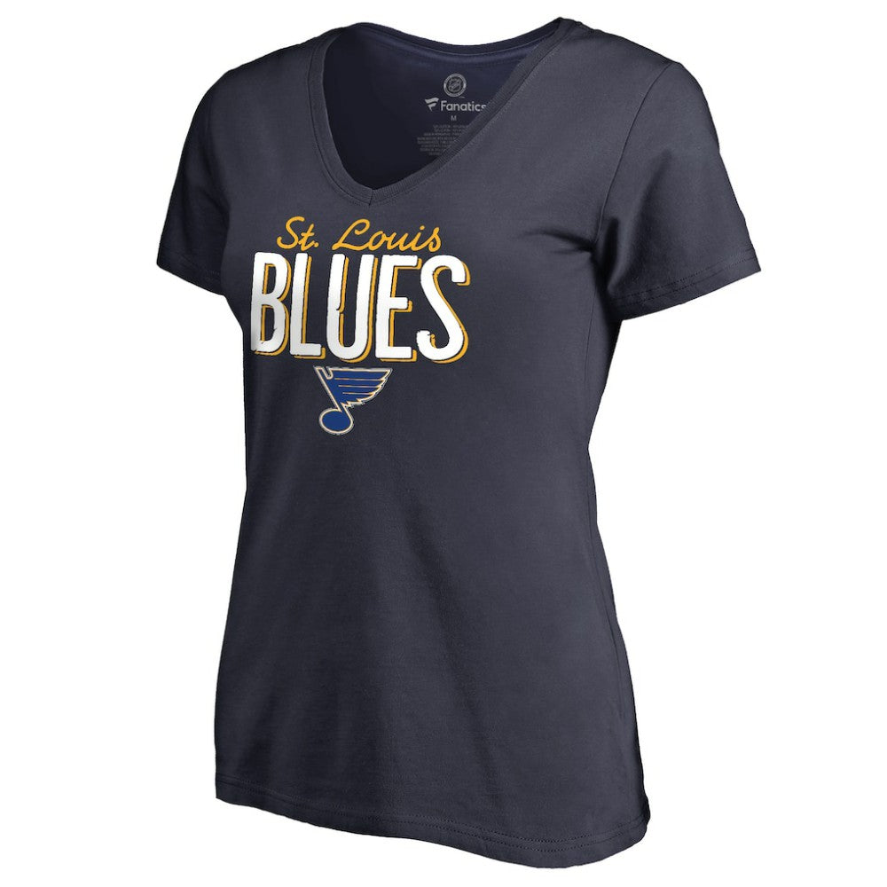 St. Louis Blues Women's Nostalgia V-Neck T-Shirt Navy