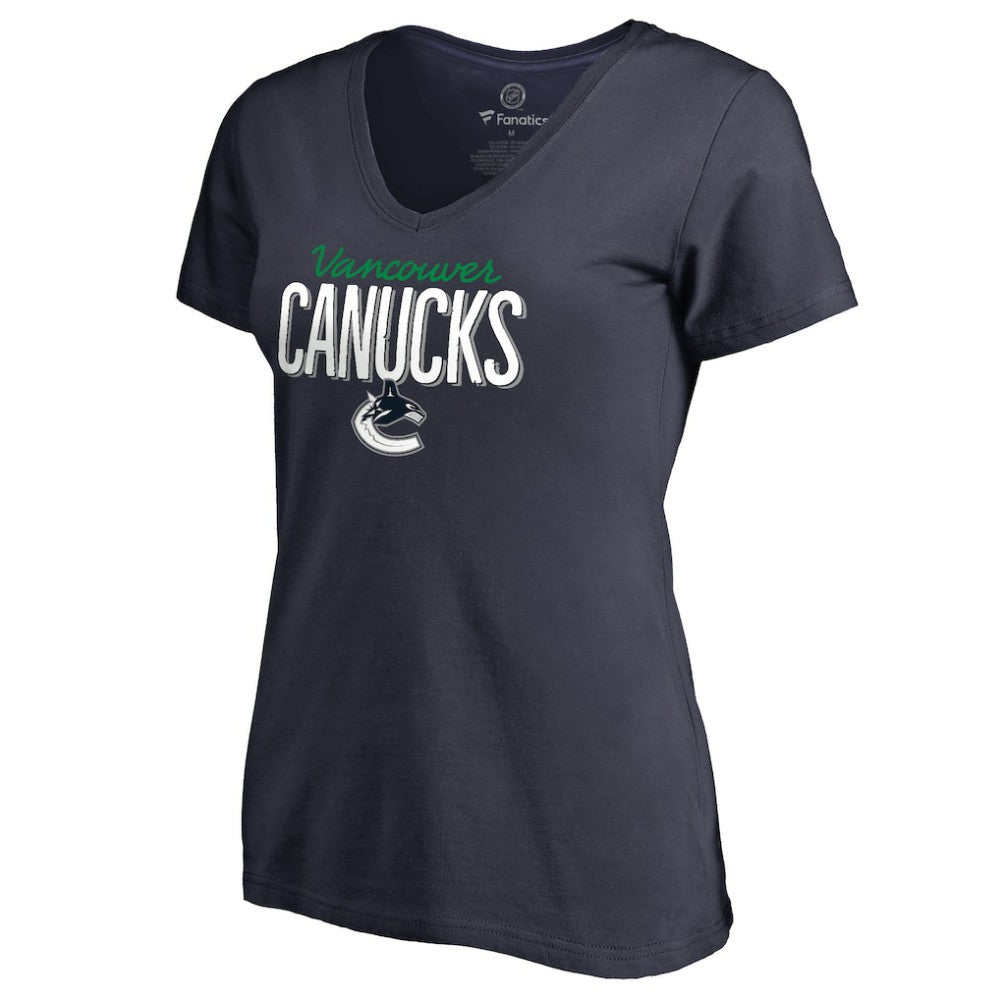 Vancouver Canucks Women's Nostalgia V-Neck T-Shirt Navy