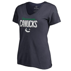 Vancouver Canucks Women's Nostalgia V-Neck T-Shirt Navy