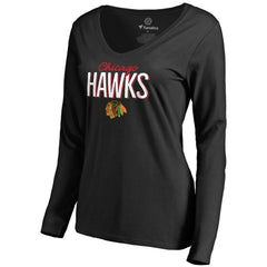 Chicago Blackhawks Women's Nostalgia 2 Long Sleeve T-Shirt Black