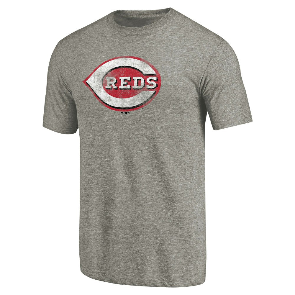 Cincinnati Reds Distressed Team Tri-Blend T-Shirt Ash