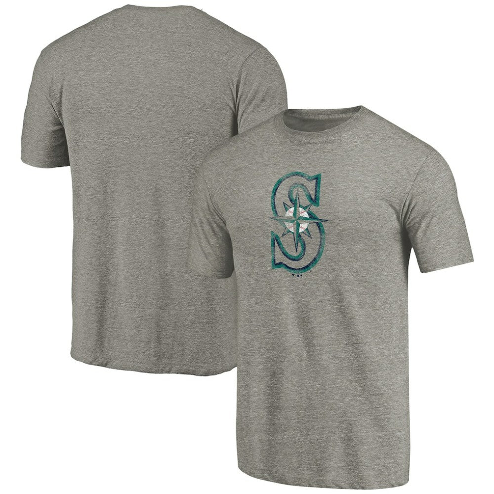 Seattle Mariners Distressed Team Tri-Blend T-Shirt Ash