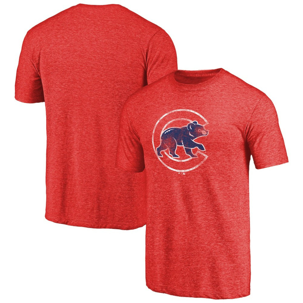 Chicago Cubs Distressed Team 2 Tri-Blend T-Shirt Red