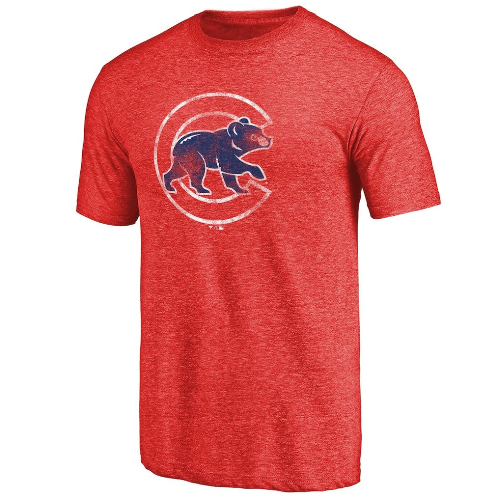 Chicago Cubs Distressed Team 2 Tri-Blend T-Shirt Red