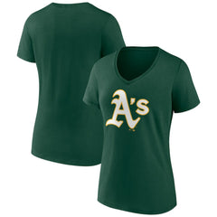 Athletics Women's Team Color Primary Logo V-Neck T-Shirt Green