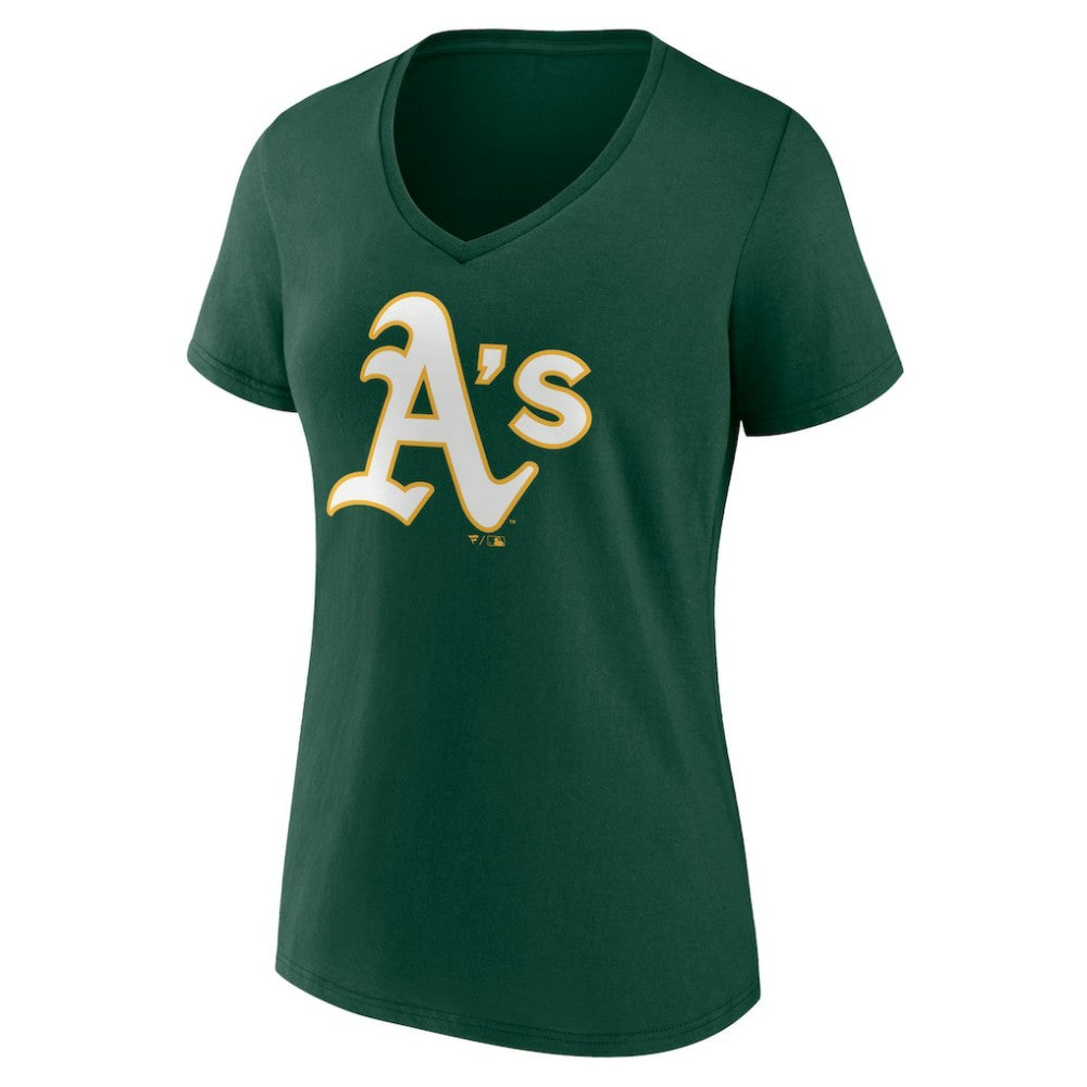 Athletics Women's Team Color Primary Logo V-Neck T-Shirt Green