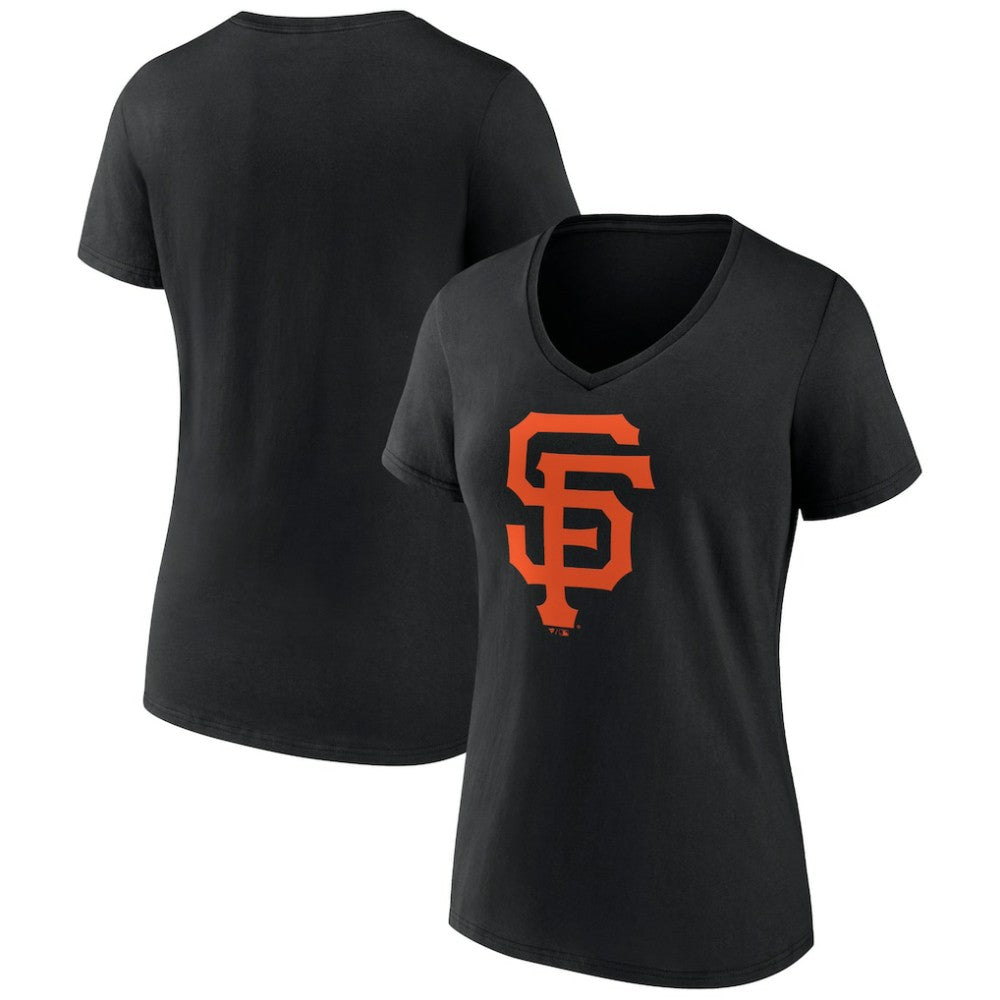 San Francisco Giants Women's Team Color Primary Logo V-Neck T-Shirt Black