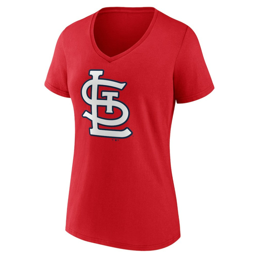 St. Louis Cardinals Women's Team Color Primary Logo V-Neck T-Shirt Red
