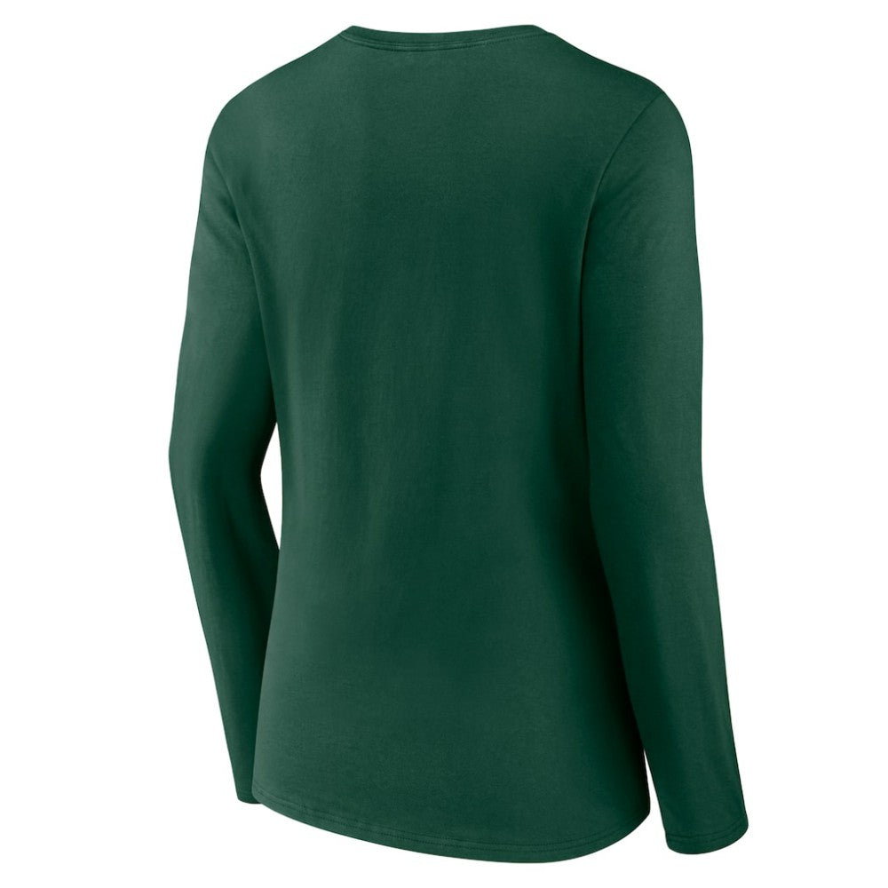 Athletics Women's Team Color Primary Logo V-Neck Long Sleeve T-Shirt Green