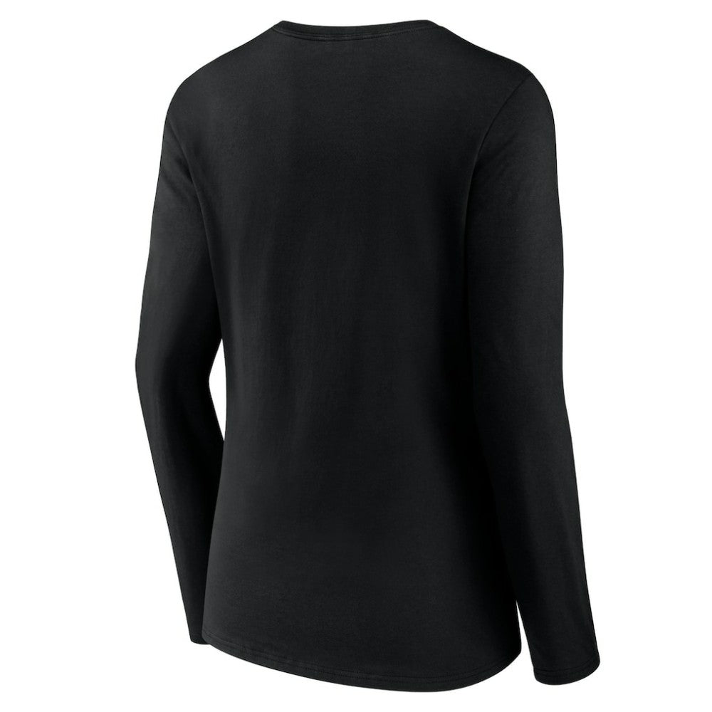 Pittsburgh Pirates Women's Team Color Primary Logo V-Neck Long Sleeve T-Shirt Black