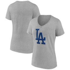 Los Angeles Dodgers Women's Secondary Color Primary Logo T-Shirt Ash