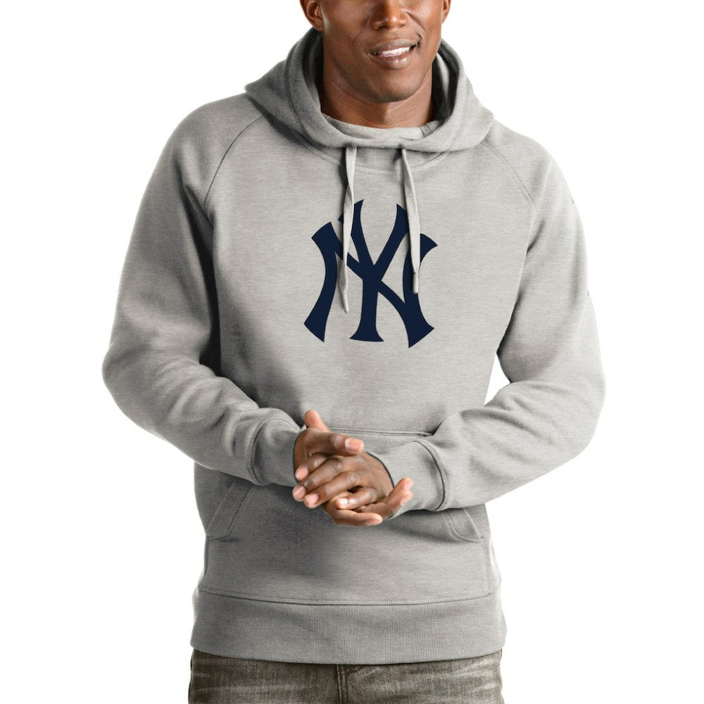 New York Yankees Antigua Victory Pullover Hoodie Heathered Gray