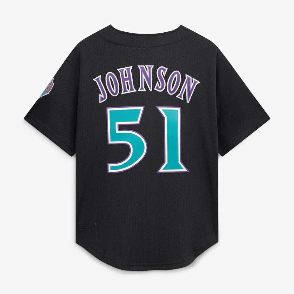 Randy Johnson Arizona Diamondbacks Cooperstown Collection Mesh Batting Practice Button-Up Jersey - Black