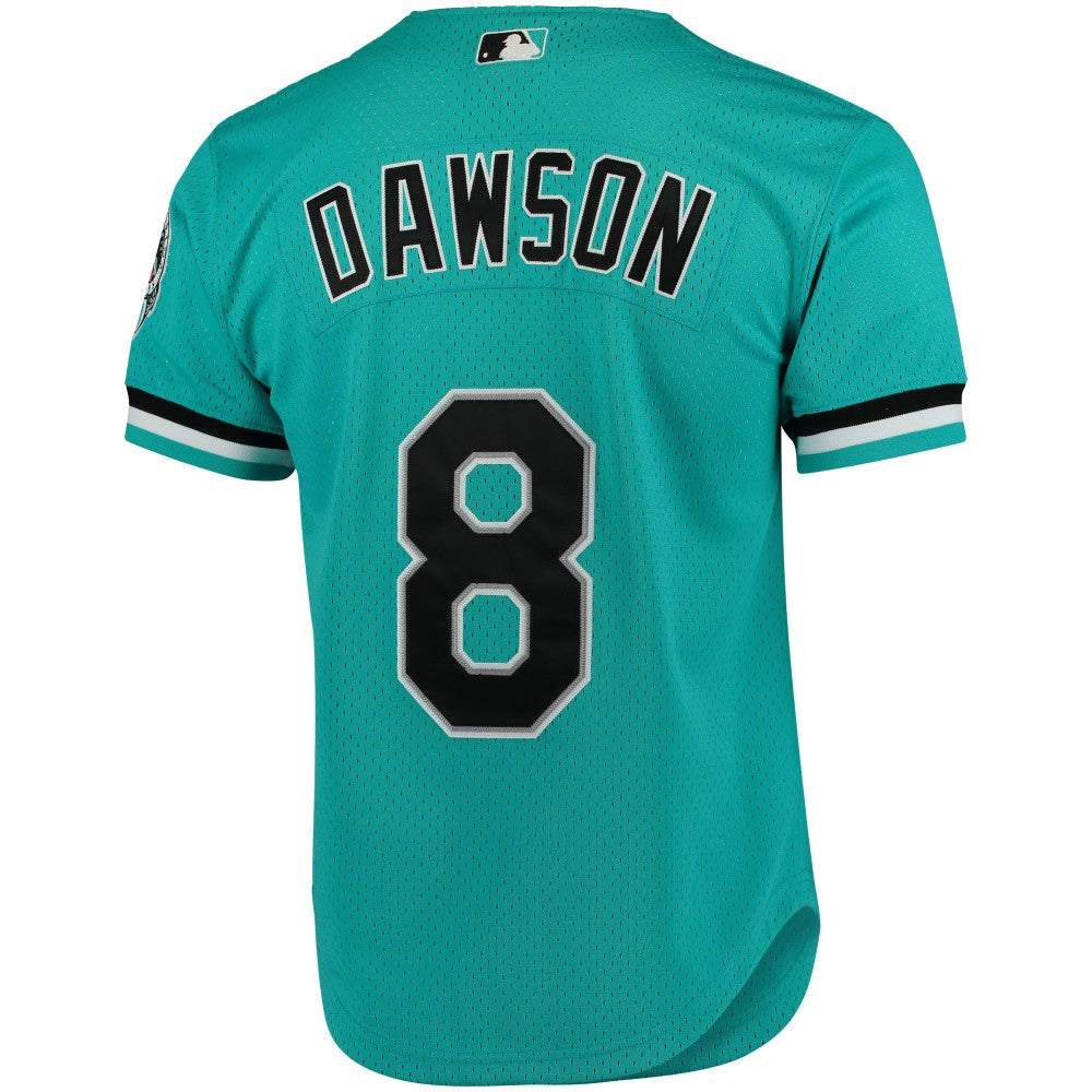Andre Dawson Florida Marlins Cooperstown Collection Mesh Batting Practice Button-Up Jersey Teal | Mitchell & Ness